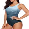 Aleumdr Womens One Piece Bathing Suits Color Block Print Criss Cross Back Swimsuits Athletic Modest Swimwear Gray 11 Small view 4