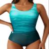 Aleumdr Womens Bathing Suit Tummy Control Womens Slimming Swimsuit Athletic Bathing Suits Sporty One-Piece Swimwear Green 309 Medium view 1