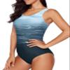 Aleumdr Womens One Piece Bathing Suits Color Block Print Criss Cross Back Swimsuits Athletic Modest Swimwear Gray 11 Medium view 2