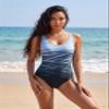 Aleumdr Womens One Piece Bathing Suits Color Block Print Criss Cross Back Swimsuits Athletic Modest Swimwear Gray 11 Medium view 3