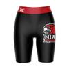 Biker Shorts for Women - 9" Inseam Black Shorts (Reg & Plus Size) 88% Polyester / 12% Spandex - Miami University Logo on Thigh & Waistband - High Waisted Workout view 1