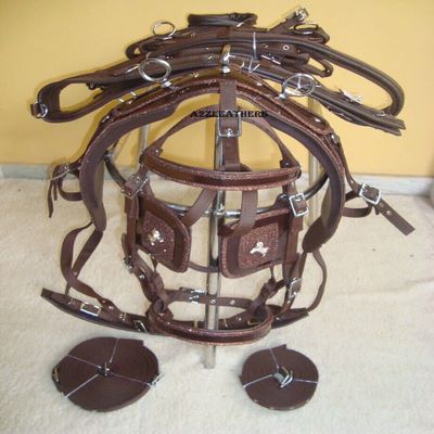 SHOWMEN CRAFT Brown Synthetic patent Nylon Driving harness With Designer patch work on all In 4 Size (Cob)