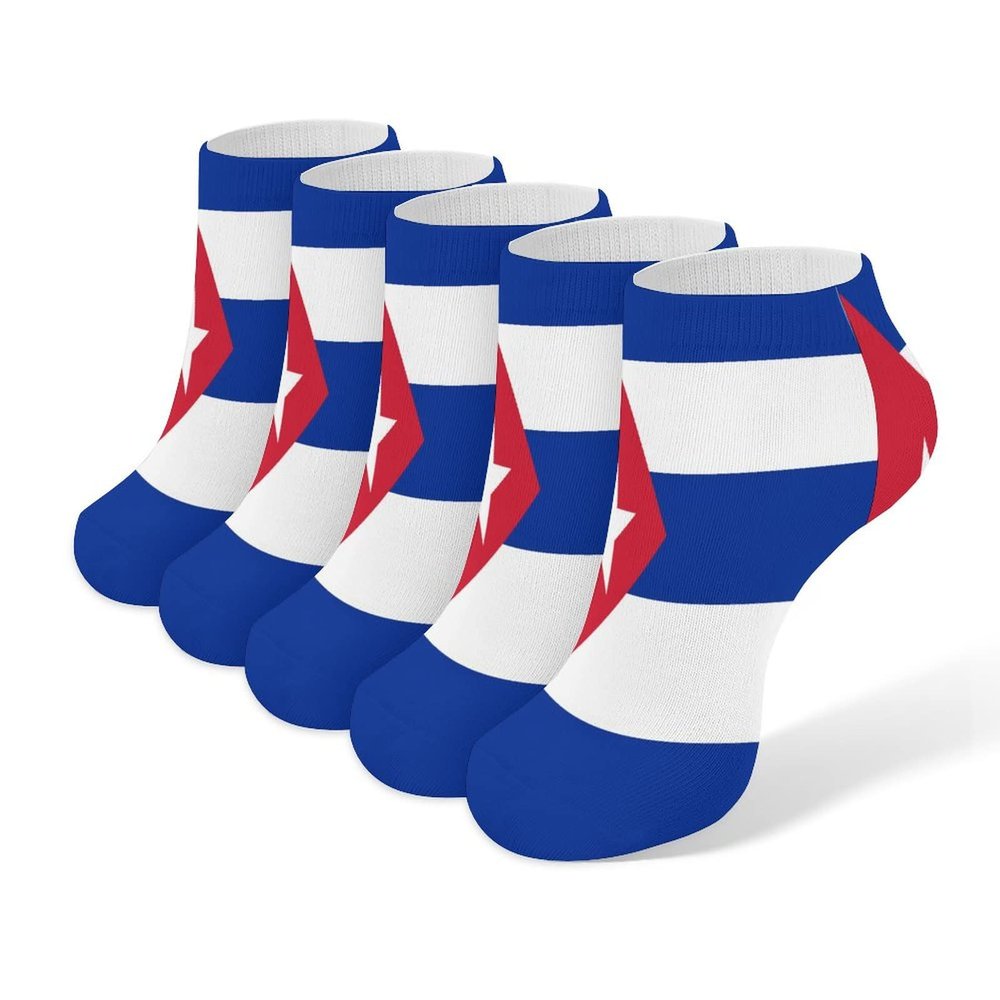 Flag of Cuba 5 Pairs Ankle Socks Non Slip Low Cut Sock Casual Athletic Short Socks No Show Socks for Women & Men