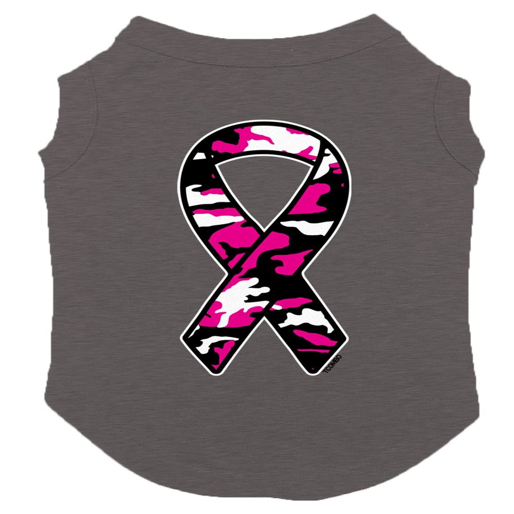 Camoflauge Ribbon Dog Shirt (Dark Gray, Small)