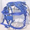 SHOWMEN CRAFT Nylon Driving Harness for Single Horse in Blue with Diamonte Browband Bridle Available in 4 Size (Full) view 1