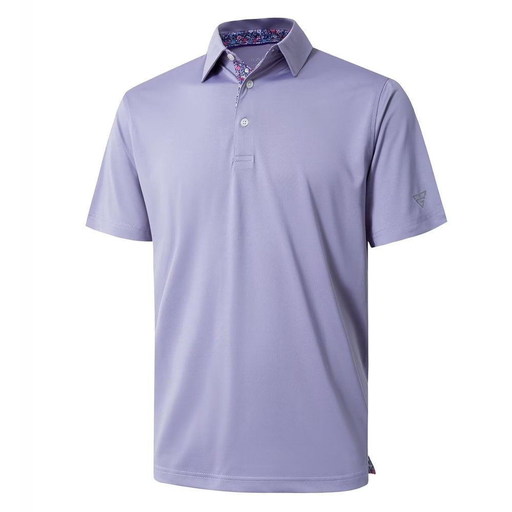 M MAELREG Golf Polo Shirts for Men Short Sleeve Performance Moisture Wicking Quick Dry Casual Collared Mens Polo Shirts Lavender