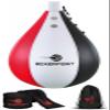 Boxerpoint Speed Bag Set - Black PU Leather, Medium - Includes 2 Hand Wraps & Carrying Bag - Durable Anti-Leak Punching Bag for Adults, Teens & Beginners - Easy Home Gym Setup for Reflex Training view 1