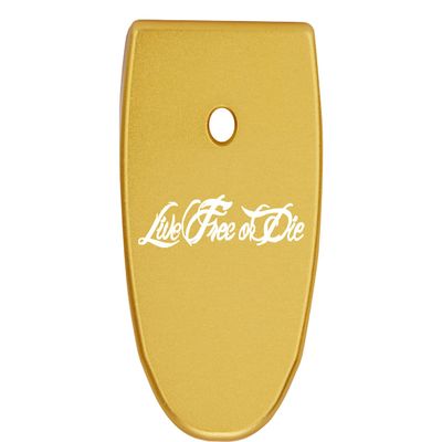 NDZ Performance Magazine Base Plate Finger Extension for Smith & Wesson M&P Shield Plus 10 Round 9mm & 30 Super Carry, Laser Engraved Anodized Aluminum in Black - Live Free Or Die Script
