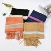 JOFOW Women Splice Poncho With Tassels Faux Plush Shawl Scarf Fringed Wraps Pashminas Sweater Fashion Head Scarf for Women view 3