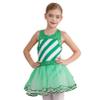 FEESHOW Kids Girls Sequins Figure Ice Skating Ballet Leotard Tutu Dress Candy Cane Striped Santa Dress Christmas Party Green 16 Years view 3