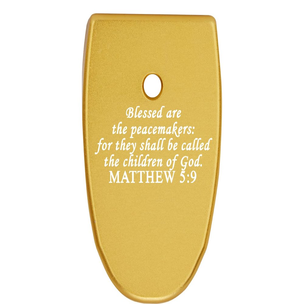 NDZ Performance Magazine Base Plate Finger Extension for Smith & Wesson M&P Shield Plus 10 Round 9mm & 30 Super Carry, Laser Engraved Anodized Aluminum in Black - Bible Matthew 5:9