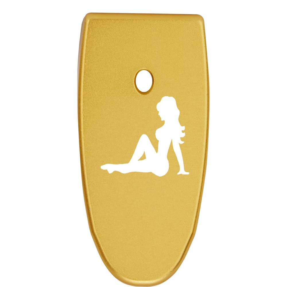 NDZ Performance Magazine Base Plate Finger Extension for Smith & Wesson M&P Shield Plus 10 Round 9mm & 30 Super Carry, Laser Engraved Anodized Aluminum in Black - Trucker Mudflap Girl
