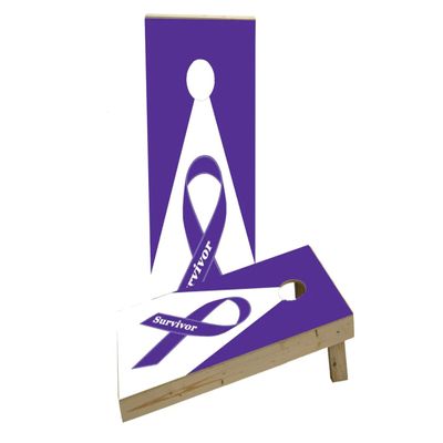 Purple Survivor Ribbon Custom Cornhole Board Game Set