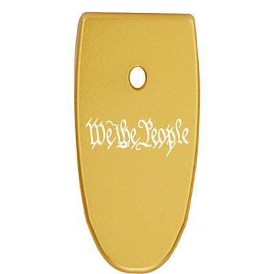 NDZ Performance Magazine Base Plate Finger Extension for Smith & Wesson M&P Shield Plus 10 Round 9mm & 30 Super Carry, Laser Engraved Anodized Aluminum in Black - We The People One Line Script