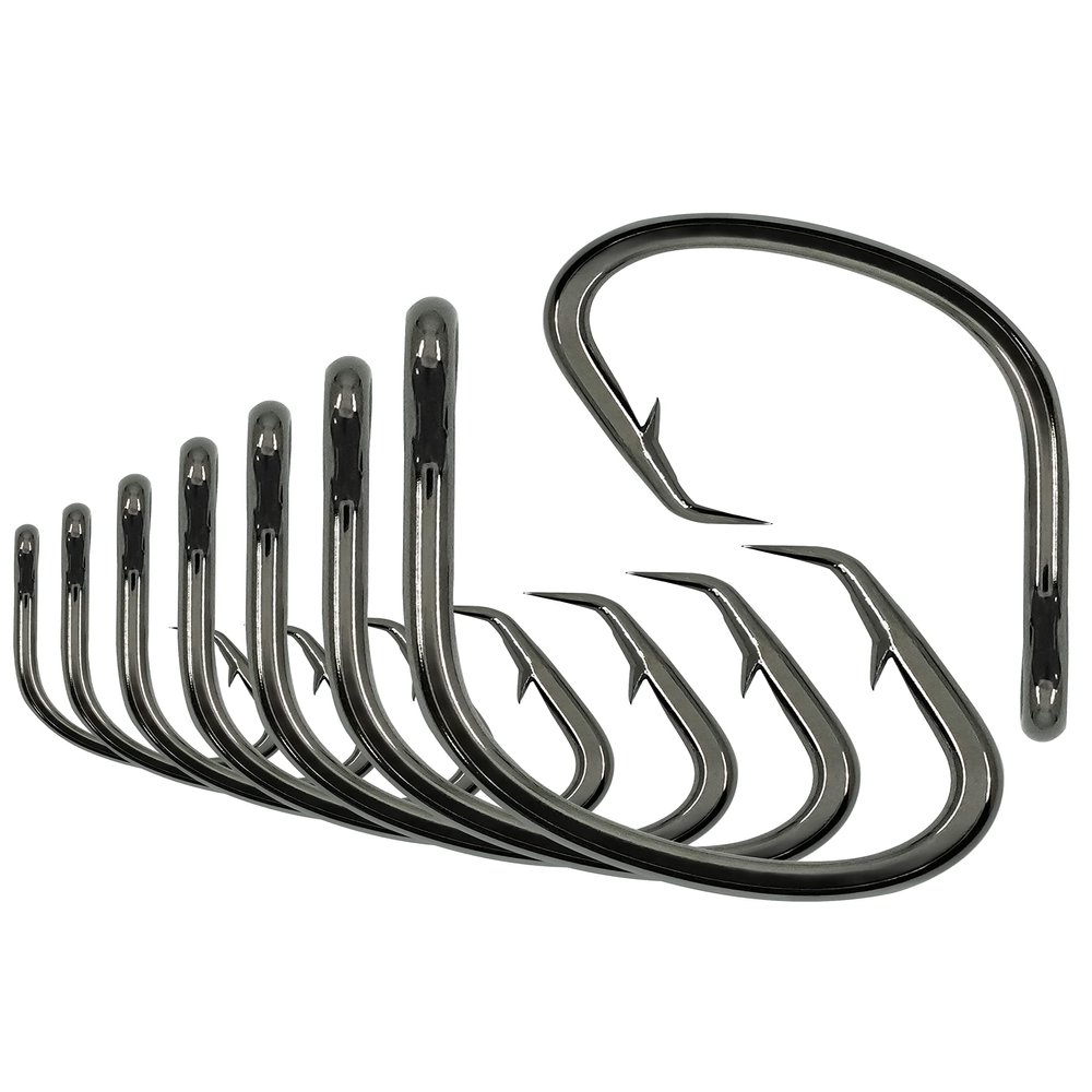 BLUEWING Wide Gap Offset Circle Hook 25pcs High Carbon Steel Extra Sharp Fishing Hooks for Freshwater Saltwater, Size 7/0