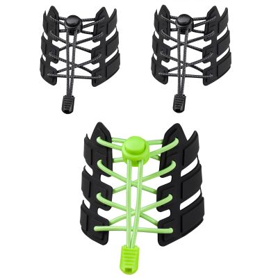 3 Pairs No Tie Shoe Laces for Kids Adults Elastic Shoe Laces with Lock Device for Sneakers (Green)