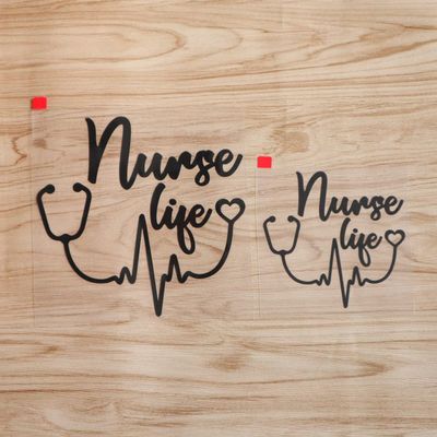 Nurse Life Stethoscope Heartbeat Lifeline Heart Sticker Decal Vinyl - 2 Pack Black, 4 Inches, 6 Inches - No Background Die Cut for Car Boat Laptop