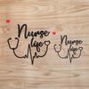 Nurse Life Stethoscope Heartbeat Lifeline Heart Sticker Decal Vinyl - 2 Pack Black, 4 Inches, 6 Inches - No Background Die Cut for Car Boat Laptop view 1
