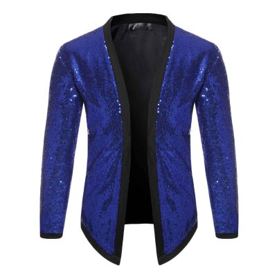 XUNRYAN Mens Sequin Jacket Open Front Cardigan Dance Blazer 70s 80s Disco Costumes Novelty Jackets Coat 1970s Hippie Outfits