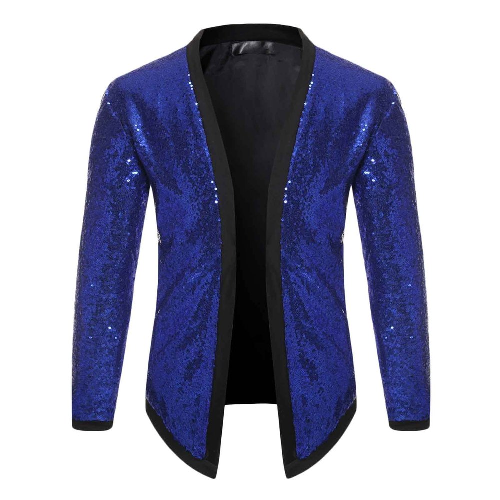 XUNRYAN Mens Sequin Jacket Open Front Cardigan Dance Blazer 70s 80s Disco Costumes Novelty Jackets Coat 1970s Hippie Outfits