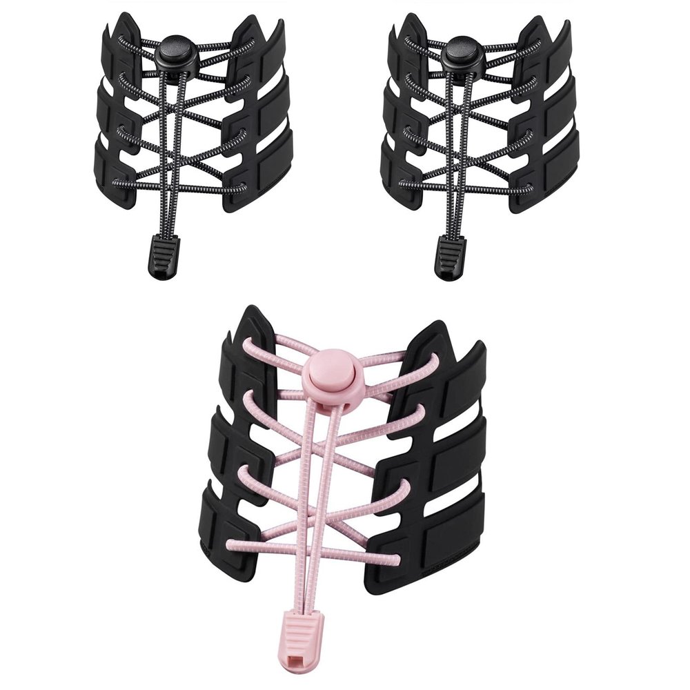 3 Pairs No Tie Shoe Laces for Kids Adults Elastic Shoe Laces with Lock Device for Sneakers (Pink)