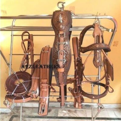 SHOWMEN CRAFT Antique Finish Leather Driving Harness for Single Horse Cart Brown in 4 Size (Pony)