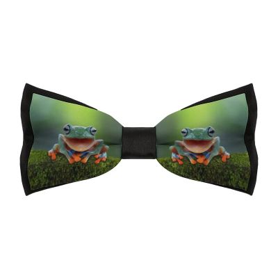 Pylon Blue Laughing Tree Frog Bow Ties for Men Adjustable Pre-Tied Bowties Fun Pattern Bow-Ties for Wedding Party