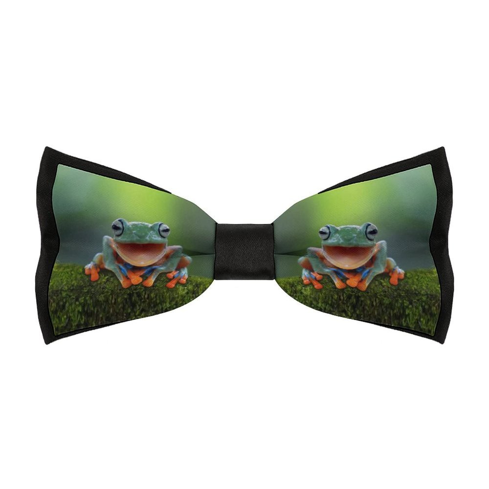 Pylon Blue Laughing Tree Frog Bow Ties for Men Adjustable Pre-Tied Bowties Fun Pattern Bow-Ties for Wedding Party