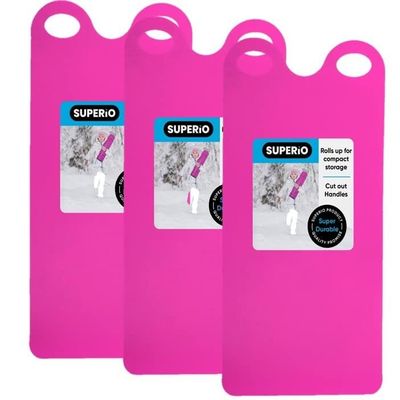 Superio Snow Slider Mat, Flexible Snow Sled Flying Carpet, Roll up Sleds for Kids and Adults 54" Lightweight Plastic Snowboard Sled(Fuchsia-Pink 3 Pack)