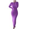 HGps8w Women's Sexy Long Sleeve Sweater Dress Crewneck Cable Knit Bodycon Maxi Dresses Slim Fit Pullover Jumpers view 1