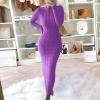 HGps8w Women's Sexy Long Sleeve Sweater Dress Crewneck Cable Knit Bodycon Maxi Dresses Slim Fit Pullover Jumpers view 3