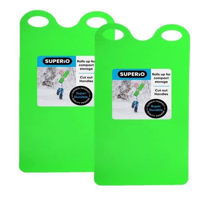 Superio Snow Slider Mat, Flexible Snow Sled Flying Carpet, Roll up Sleds for Kids and Adults 54" Lightweight Plastic Snowboard Sled(Green 2 Pack)