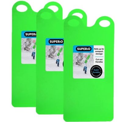Superio Snow Slider Mat, Flexible Snow Sled Flying Carpet, Roll up Sleds for Kids and Adults 54" Lightweight Plastic Snowboard Sled(Green 3 Pack)