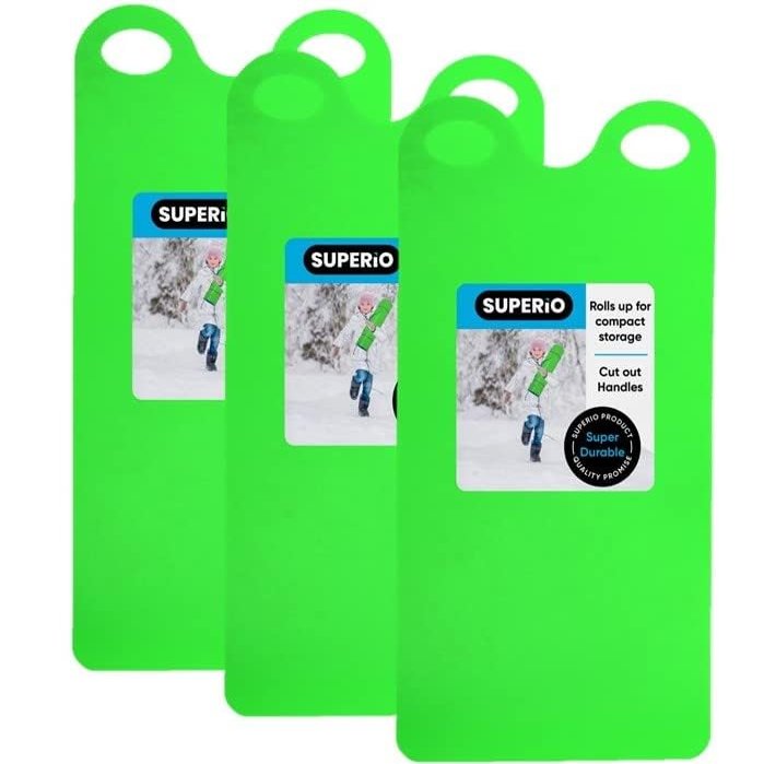 Superio Snow Slider Mat, Flexible Snow Sled Flying Carpet, Roll up Sleds for Kids and Adults 54" Lightweight Plastic Snowboard Sled(Green 3 Pack)