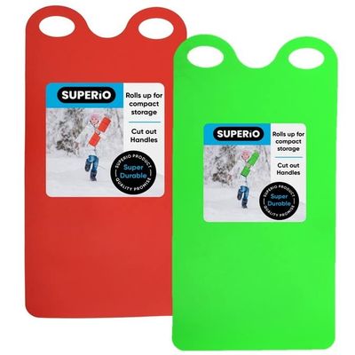 Superio Snow Slider Mat, Flexible Snow Sled Flying Carpet, Roll up Sleds for Kids 36" Lightweight Portable Plastic Snowboard Sled (Red/Green)