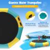 Giantex 15Ft Inflatable Water Trampoline, Floating Rebounder Trampoline with 500W Blower and 3-Step Rope Ladder, Kids Adults Recreational Water Trampoline for Pool, Lake, Water Park view 3
