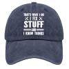 That's Whats I Do I Fix Stuff and I Know Things Distressed Baseball Caps for Men Graphic Washed Denim Adjustable Hat view 1