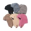 Women Men Winter Warm Plush Hat Fleece Pilot Hood Cap Windproof Earflap Beanie Peruvian Trapper Hat for Hiking Cycling Black view 4