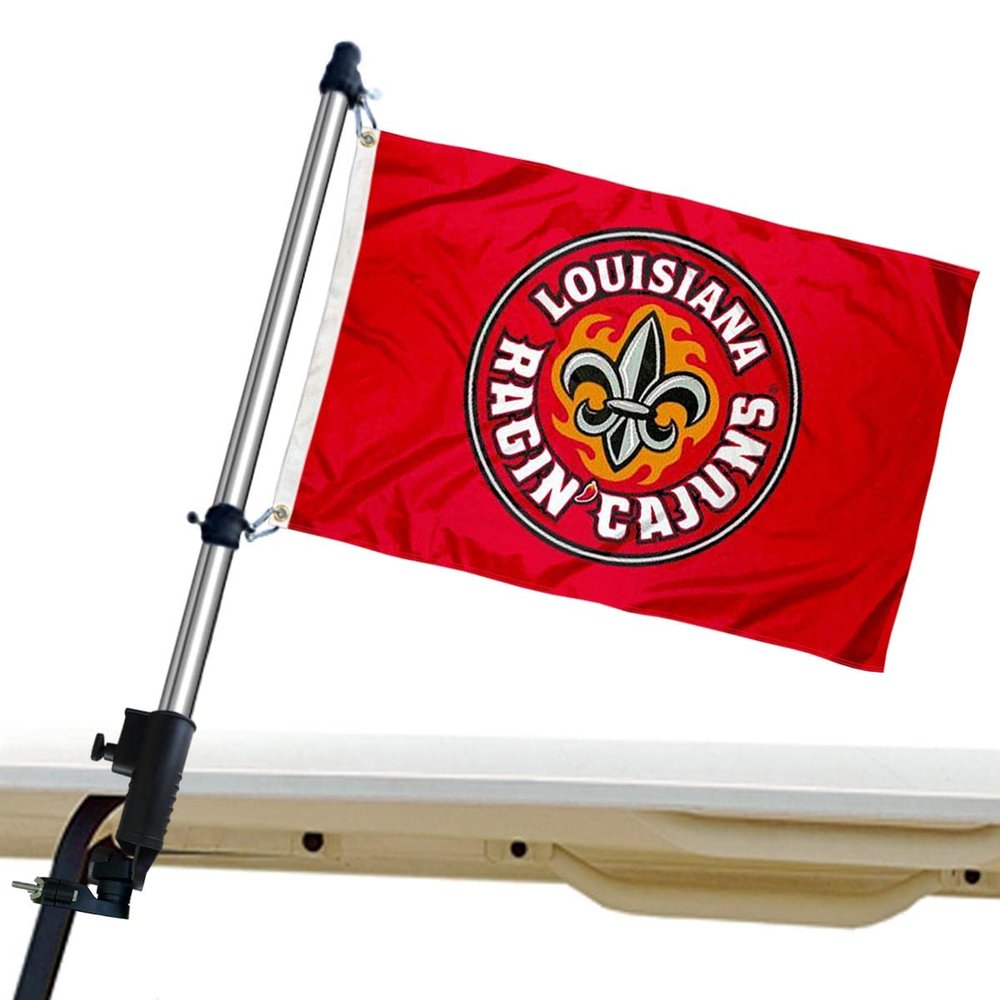 College Flags & Banners Co. Louisiana Lafayette Ragin Cajuns Golf Cart Flag Pole and Holder Mounting Bracket