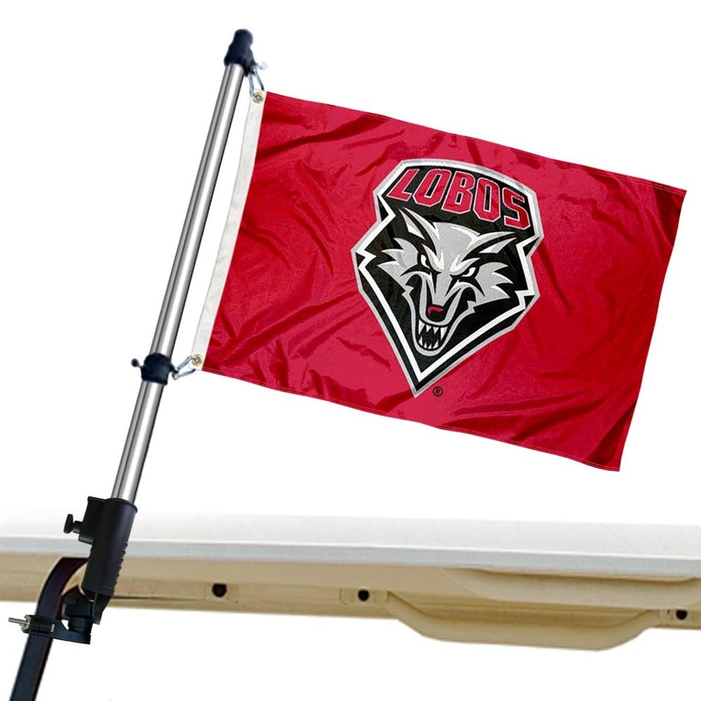New Mexico Lobos Golf Cart Flag Pole and Holder Mounting Bracket