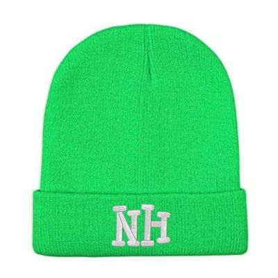 Custom Embroidered Knitted Winter Beanies Acrylic Warm Skull Cap Cuff Watch Hat for Boys or Girls (Green)