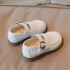 Fashion Autumn Girls Casual Shoes Flat Round Toe Lightweight Solid Color Buckle Dress Shoes Simple Style Toddler Shoes (White, 3-3.5 Years Toddler) view 3