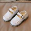 Fashion Autumn Girls Casual Shoes Flat Round Toe Lightweight Solid Color Buckle Dress Shoes Simple Style Toddler Shoes (White, 3-3.5 Years Toddler) view 4