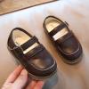 Fashion Autumn Girls Casual Shoes Flat Round Toe Lightweight Solid Color Buckle Dress Shoes Simple Style Toddler Shoes (Brown, 2-2.5 Years Toddler) view 2