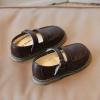 Fashion Autumn Girls Casual Shoes Flat Round Toe Lightweight Solid Color Buckle Dress Shoes Simple Style Toddler Shoes (Brown, 2-2.5 Years Toddler) view 3