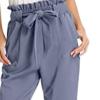 Maiyifu-GJ Women's High Waist Paper Bag Pants Solid Self Tie Belted Pencil Trouser Casual Drawstring Long Pants with Pocket (Light Blue,Medium) view 2