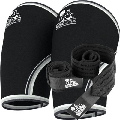 Nordic Lifting Elbow Sleeves Medium Bundle with Super Heavy Duty Wrist Wraps Multi-Purpose