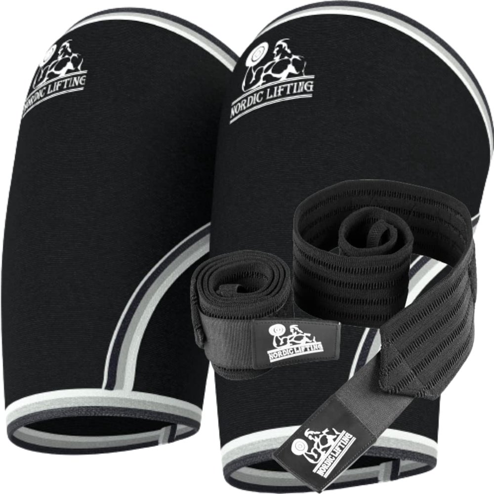 Nordic Lifting Elbow Sleeves Medium Bundle with Super Heavy Duty Wrist Wraps Multi-Purpose