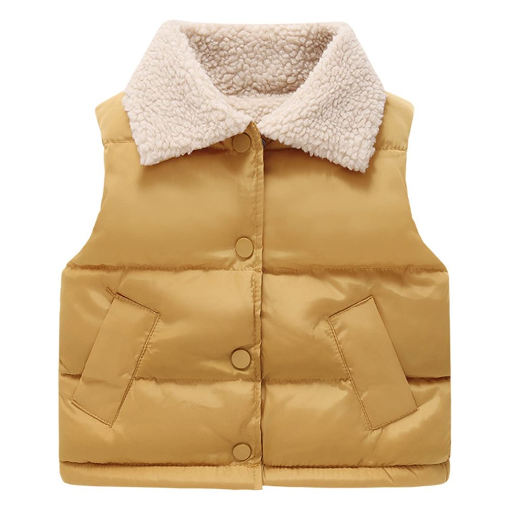 Infant Baby Boy Girl Clothes Toddler Boys Girls Down Vest uffer Sleeveless Outfit Jacket 1-7 Years (Yellow, 3-4 Years)