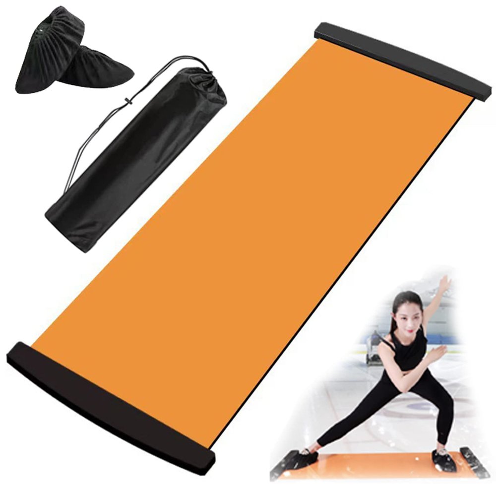Slide Board (55" L x 20" W) with End Stops, Sliding Booties, Mesh Carrying Bag Included and Exercise Guide for Low-Impact Indoor Home Workouts and Balance Training (Skating, Hockey)